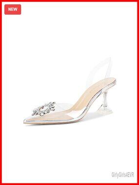 Rhinestone Slingback Heeled Sandals Pointed Toe Stiletto Wedding Party Shoes